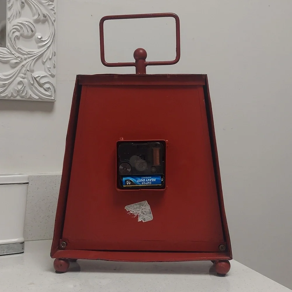 Antiquite Paris  Distressed Brick Red Table Shelf Clock